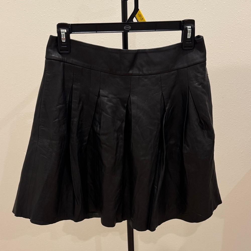 Banana Republic Black Faux Leather Circle Skirt